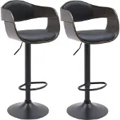 CLP 2er Set Barhocker Kingston B Kunstleder - schwarz/grau