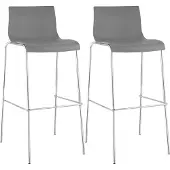 CLP 2er Set Barhocker Hover Kunststoff 4-Fuß Gestell 4-Fuß Gestell grau Gestell Farbe chrom