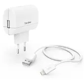 Hama Ladeset Ladegerät mit Ladekabel Lightning, 12 W, 1 m, Weiß