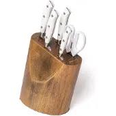 Jamon RIVIERA KITCHEN SET WHITE - Set bestehend aus den Grundlagen für eine gut ausgestattete Küche. Alles ist in einem nussbaumfarbenen, lackierten Gummiblock untergebracht.