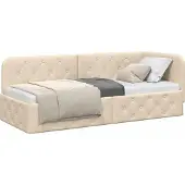 Syfax Eckbettgestell Creme 80 x 200 cm Stoff