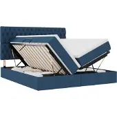 Syfax Aufbewahrungsbett mit Kopfteil Blau 200 x 200 cm Stoff