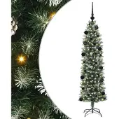 Syfax Künstlicher schlanker Weihnachtsbaum Grün und Weiß 150 cm