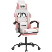 Syfax Gaming-Stuhl mit Fußstütze Weiß und Rosa Kunstleder