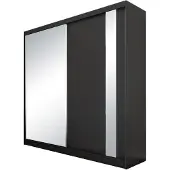 Beautysofa GAJA Schwebetürenschrank 200 cm mit Spiegel, Kleiderschrank 2-türig, Schlafzimmer Schrank modern, Schwarz/Schwarz ohne Schubkasteneinsätze