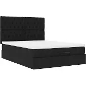 Syfax Ottoman-Bett mit Matratze Schwarz 140x200 cm Stoff