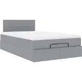 Syfax Ottoman-Bett mit Matratze Hellgrau 120x190 cm Stoff