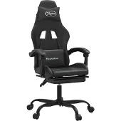 Syfax Gaming-Stuhl mit Fußstütze Schwarz Kunstleder