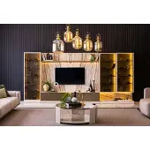 AEA Elegant Wohnwand Wohnzimmer Anbau Wand 388cm Luxus Wohnwände Sideboard