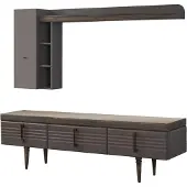 AEA Wohnwand Sideboard RTV Lowboard Regale TV Ständer Schrank Holz Grau