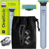 Philips OneBlade First Shave QP1324 Rasierer Schwarz Grün mit Tasche