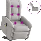 Syfax Massagesessel mit Aufstehhilfe Elektrisch Wolkengrau Stoff