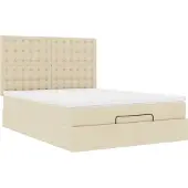 Syfax Ottoman-Bett mit Matratze Creme 140x200 cm Stoff
