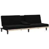 Syfax Schlafsofa mit Getränkehaltern Schwarz Stoff
