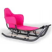 Sonstiges Schlitten mit Rückenlehne Kinderschlitten Metall Holzsitz; rosa