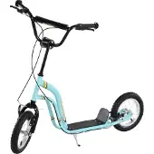 HOMCOM Kinderroller Höhenverstellbar Tretroller mit 12 Zoll Luftreifen Hellblau