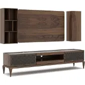 AEA Holzmöbel Wohnzimmer Set 4tlg TV-Ständer Bücherregale Wohnwand TV Rahmen