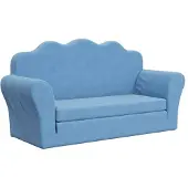 Syfax Kinder-Schlafsofa 2-Sitzer Blau Weicher Plüsch