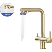 OEM Küchenarmatur, Dual-Handle, Warm- und Kaltwasser, Gebürstetes Gold