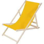 Mucola Strandstuhl klappbar Strandliege Holz Liegestuhl Gartenliege Sonnenliege Faltliege - Gelb