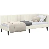 Syfax Eckbettgestell mit Kopfteil Creme 80 cm x 200 cm Samt