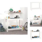 vidaXL Werkbank Weiß 110x50x80 cm Massivholz Kiefer - Werkbänke