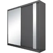 Beautysofa GAJA Schwebetürenschrank 200 cm mit Spiegel, Kleiderschrank 2-türig, Schlafzimmer Schrank modern, Graphit/Graphit ohne Schubkasteneinsätze