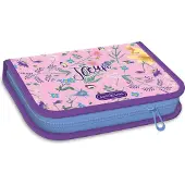 ARS UNA Schule Federmäppchen Fleur - Blumen, gefüllt, rosa-violett-gelb, für Mädchen