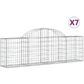 vidaXL Gabionen mit Hochbogen 7 Stk. 200x30x60/80 cm Verzinktes Eisen