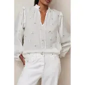 Reiss Embroided Top Ivory Größe: 10 | Longsleeves Outlet | Damen | Weiß