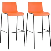 CLP 2er Set Barhocker Hover Kunststoff 4-Fuß Gestell 4-Fuß Gestell orange Gestell Farbe schwarz