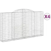 vidaXL Gabionen mit Hochbogen 4 Stk. 300x30x160/180cm Verzinktes Eisen