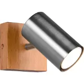 TRIO Leuchten Spotleuchte Marley 812400107, Metall Nickel matt, Holz, exklusiv 1
