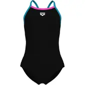 Arena GIRL'S SWIMSUIT LIGHT DROP SOLID BLACK-EYEBLUSH-SHOCKING PINK