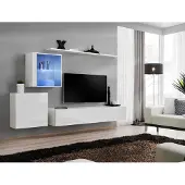 AEA Komplett Set Wohnwand TV-Ständer Hochglanz Luxus Sideboard Weiß Neu Designer