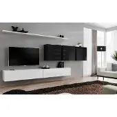 AEA Weiß Wohnwand 2x TV-Ständer Sideboard Wohnzimmermöbel Wandschrank Designer