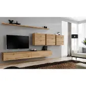 AEA Wohnwand Wohnzimmer Wandschrank Schrank Sideboard Designer Holzmöbel Braun
