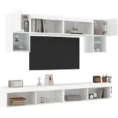 vidaXL Schlichtes 6-tlg. Wohnwand mit LED-Beleuchtung Weiß Holzwerkstoff - 3395722