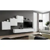 AEA Weiß Wohnwand tv Ständer Sideboard Komplett Modern Wohnzimmer Regale Holz Neu