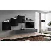 AEA Wohnzimmer Set Wandregal TV-Ständer Grau Wohnwand Luxus Schrank Design 6tlg.