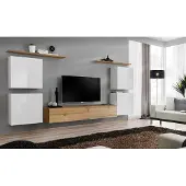 AEA Garnitur Set 7tlg Luxus Neu Wohnwand Braun TV Ständer Wandschrank Holz