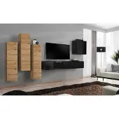 AEA Wohnwand Wandschrank tv Möbel Wohnzimmer Einrichtung TV Ständer Modern Schwarz
