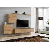 AEA Wohnwand TV-Ständer Wohnzimmer Set 4tlg Wohnmöbel Modern Wohnzimmer Holz