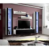 AEA Wohnwand Luxus Set 5tlg. Wohnzimmer rtv Hänge Vitrine Moderne TV-Ständer Schwarz