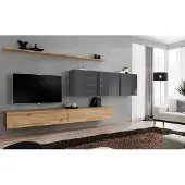 AEA Braun Wohnwand Wohnzimmer Wandschrank Wand Regal Schrank Designer Einrichtung