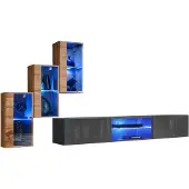 AEA Komplett Designer Modern Wohnwand Wand Regale TV-Ständer 3x Wandschrank
