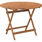 Syfax Klappbarer Gartentisch, für Außenbereich, aus massivem Akazienholz, geölt, Ø 90 x 75 cm (Durchmesser x Höhe), mit 5 cm Lochdurchmesser