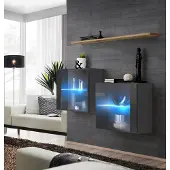 AEA Wohnzimmer Set Designer Wohnwand Grau 130 cm Einrichtung Luxus Wand Regal