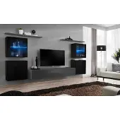 AEA Wohnzimmermöbel Set 7 tlg Designer Luxus Grau Sideboard Wohnwand