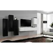 AEA Wohnzimmer Garnitur Wohnwand Komplett Set Lowboard TV-Ständer Holz Möbel